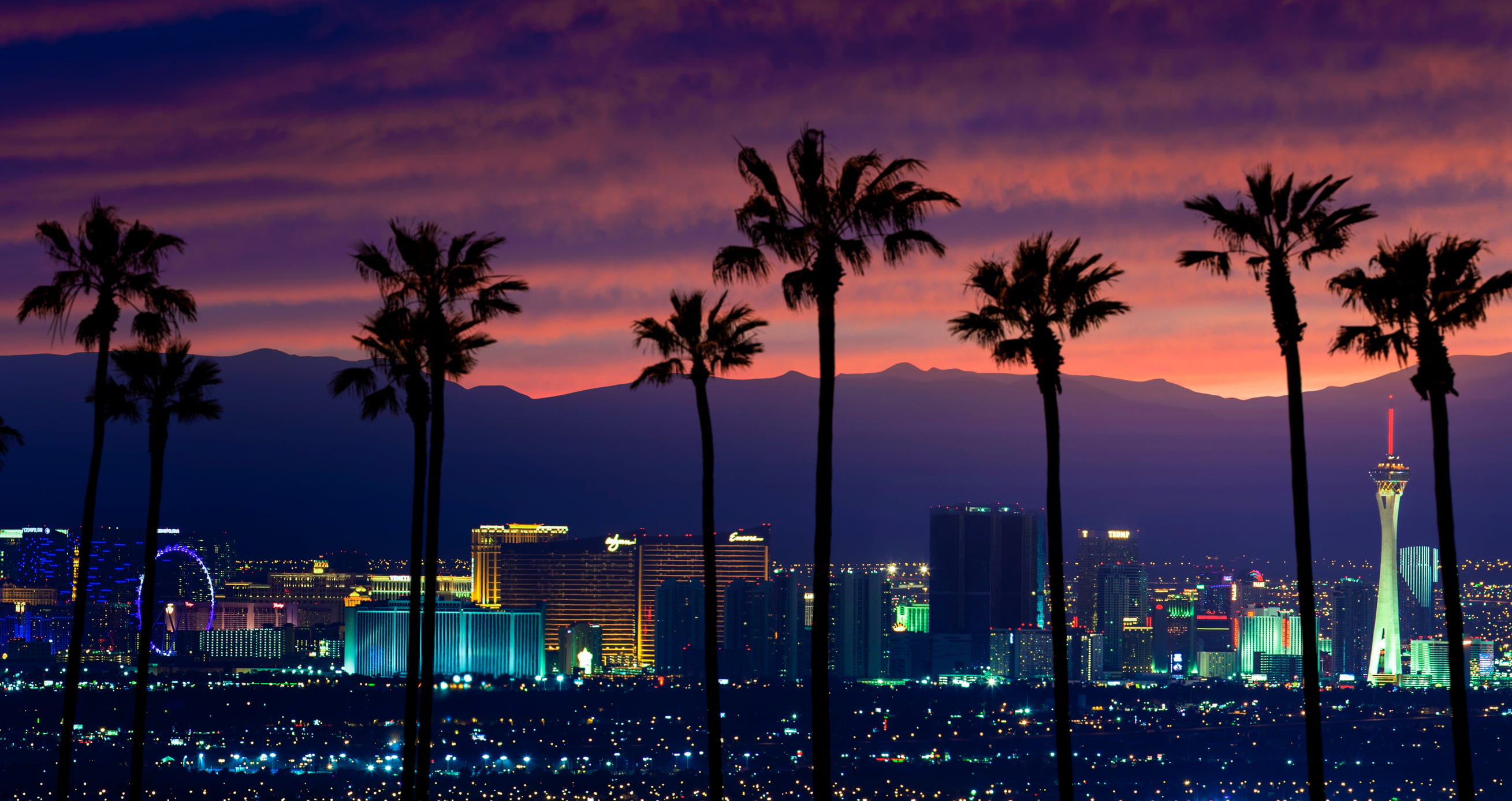 Las Vegas skyline at dusk